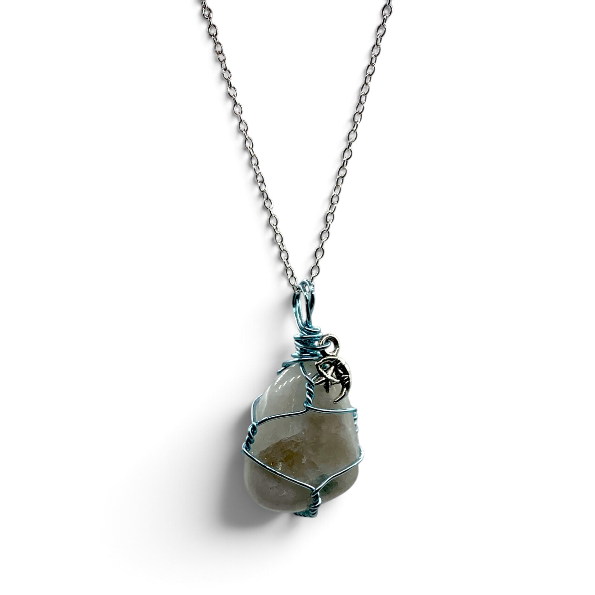 Necklace - Moonstone Rainbow Tumble Wire Wrapped $35